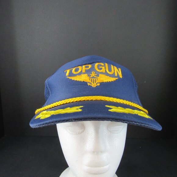 Top Gun Patch Logo w/Scrambled Eggs Men's Black Mesh Back Adj Snapback Cap Hat - Picture 2 of 9